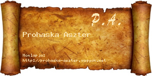 Prohaska Aszter névjegykártya